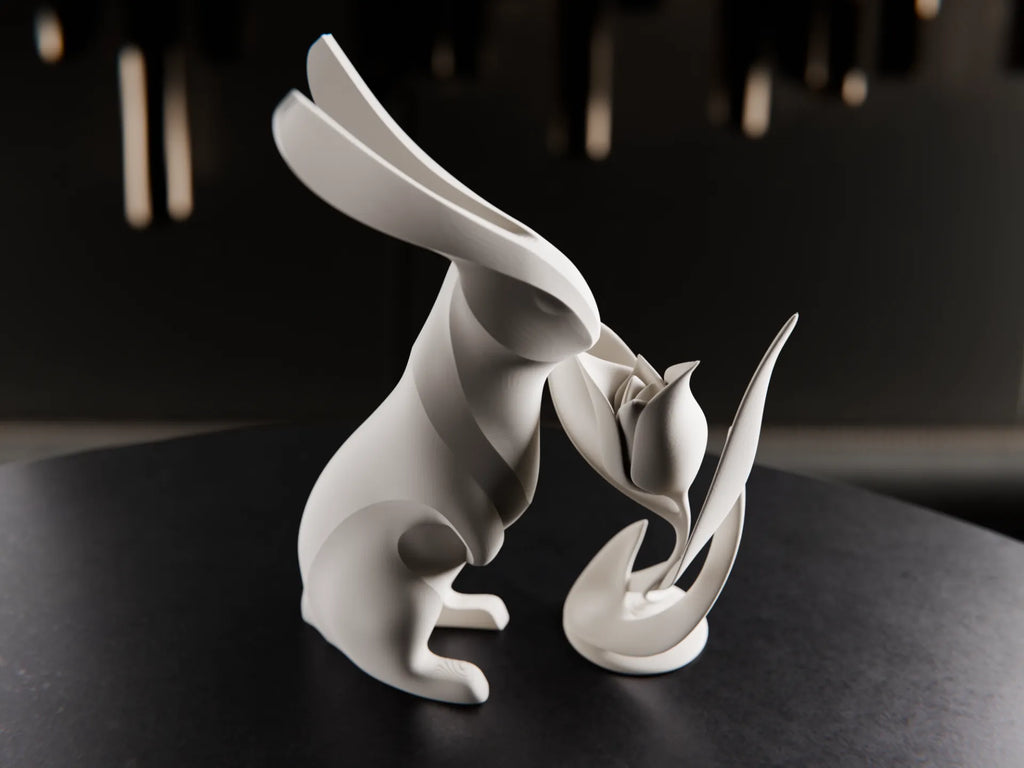 Skulptur HASE – 3D-gedruckte Hasenfigur modern, geometrisch und stilvoll, Dekofigur für Frühling & Geschenk | 3D Druck Statue | DekoFusion