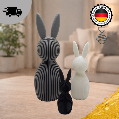 Moderner Osterhase – Ribbed Design Hase für Frühling & Osterdeko | 3D-gedruckt in Deutschland – DekoFusionDE