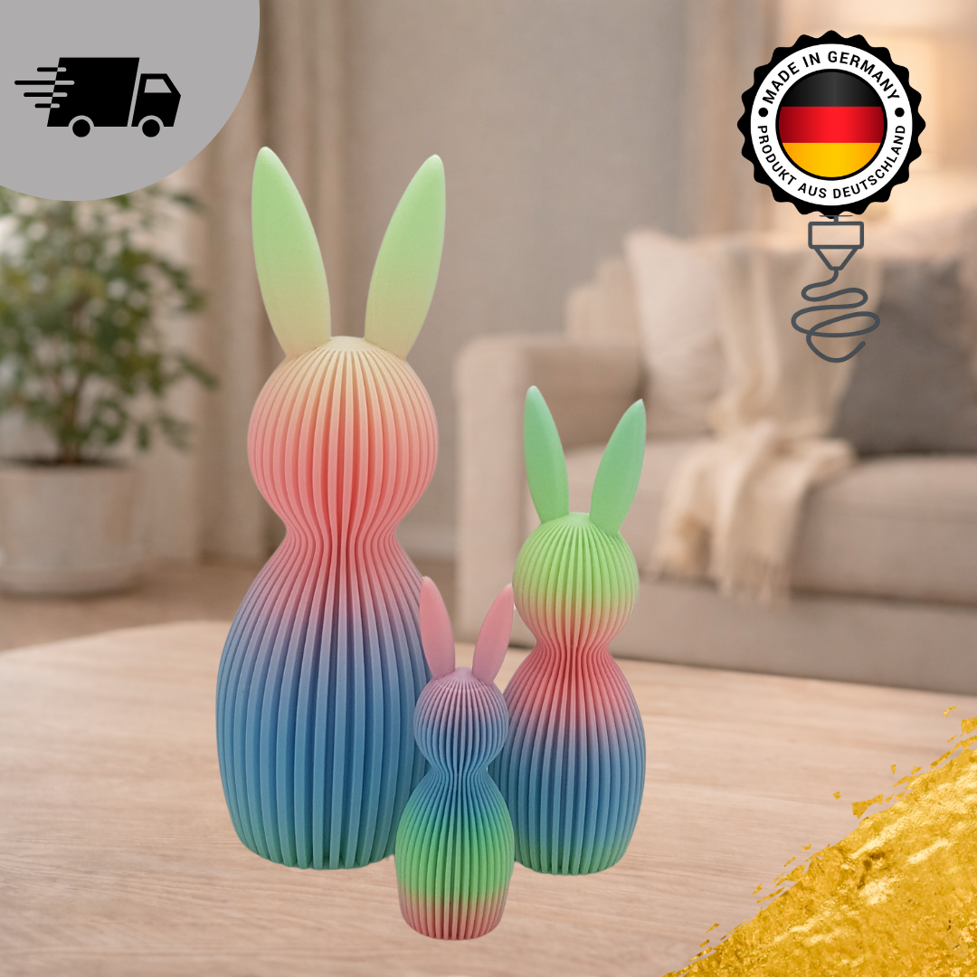 Moderner Osterhase – Ribbed Design Hase für Frühling & Osterdeko | 3D-gedruckt in Deutschland – DekoFusionDE
