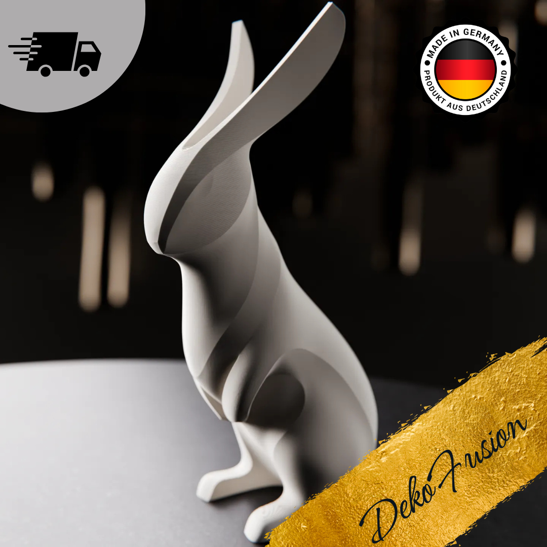 Skulptur HASE – 3D-gedruckte Hasenfigur modern, geometrisch und stilvoll, Dekofigur für Frühling & Geschenk | 3D Druck Statue | DekoFusion