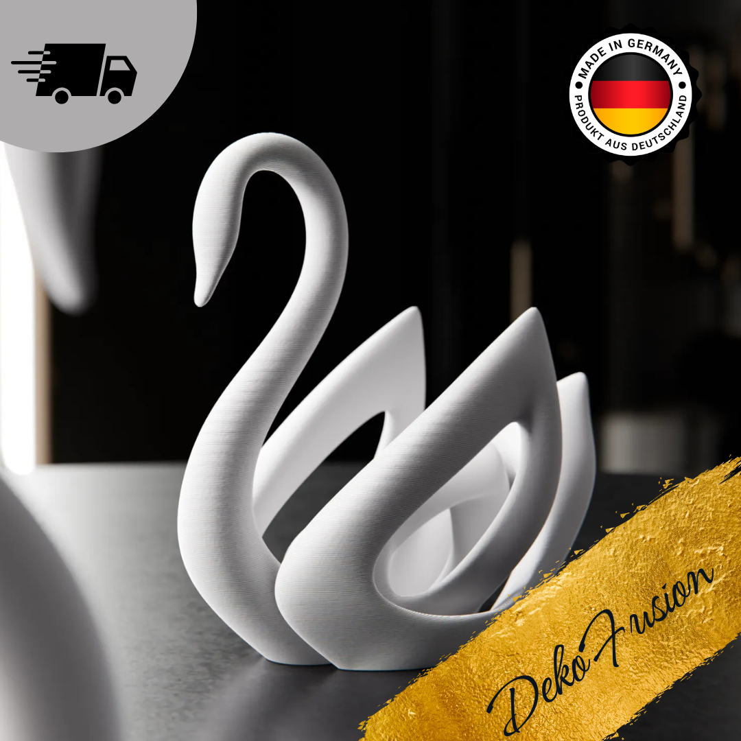 Skulptur SCHWAN – gedruckte Figur, modern & elegant, stilisierte Tierfigur für Wohnzimmer oder alsGeschenk | 3D Druck Statue | DekoFusion