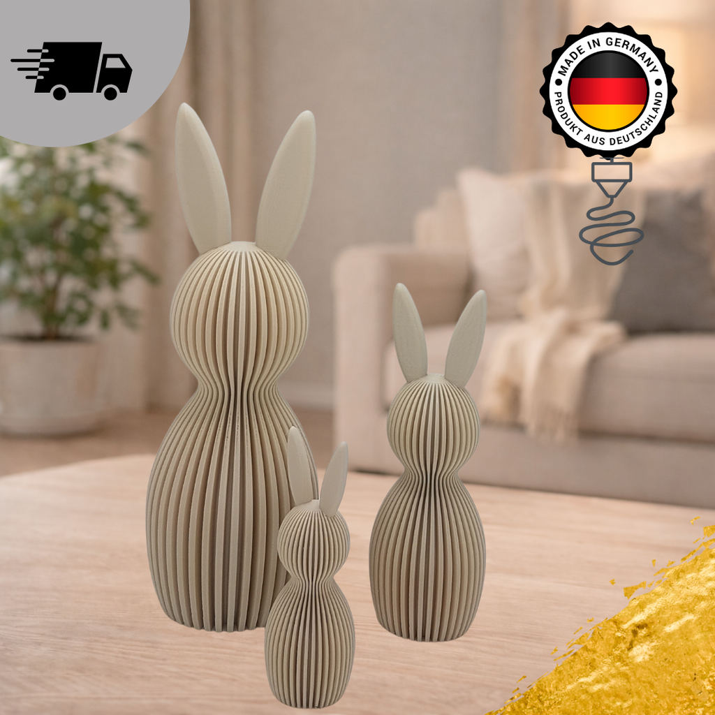 Moderner Osterhase – Ribbed Design Hase für Frühling & Osterdeko | 3D-gedruckt in Deutschland – DekoFusionDE