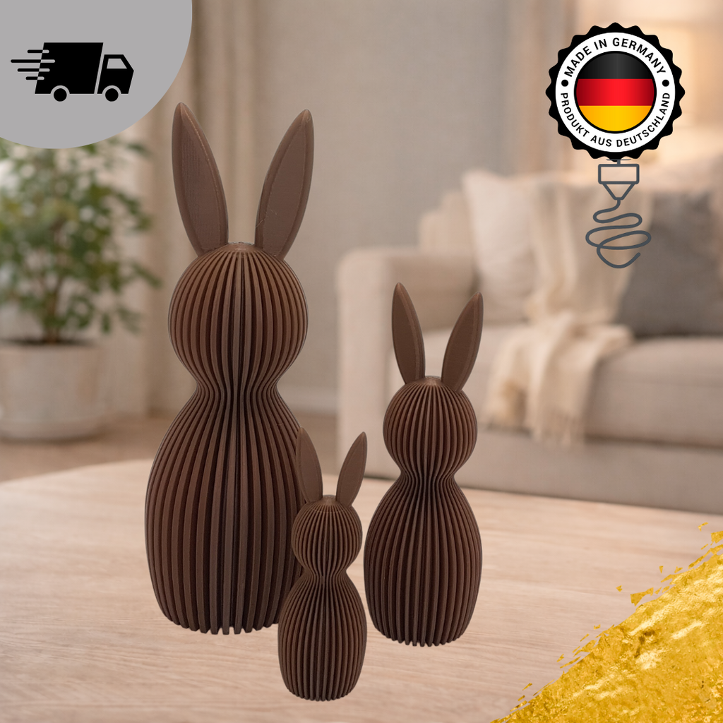 Moderner Osterhase – Ribbed Design Hase für Frühling & Osterdeko | 3D-gedruckt in Deutschland – DekoFusionDE