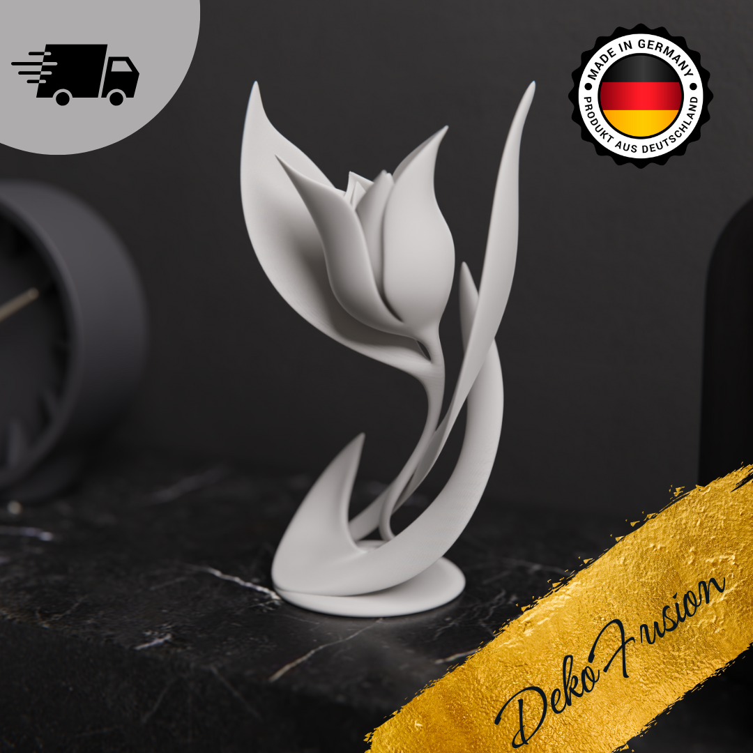 3D-gedruckte Blumenskulptur – Moderne Tulpen-Deko für Tisch & Sideboard | Minimalistische Dekofigur | Geschenkidee | DekoFusion